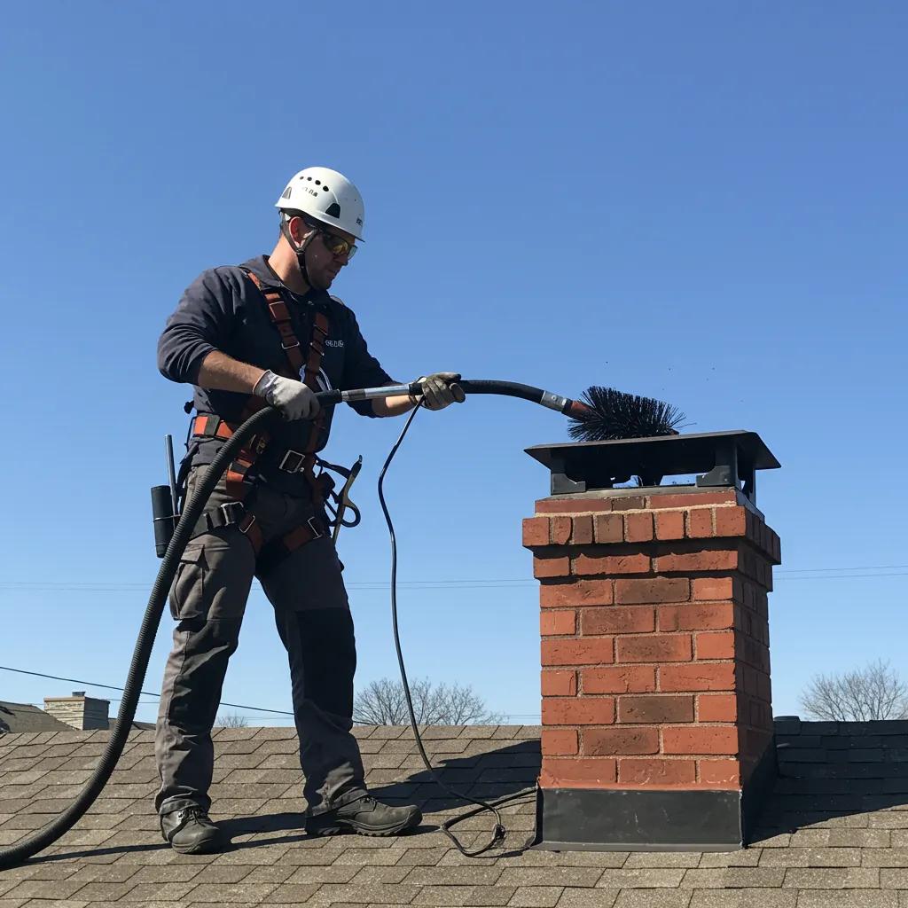 Chimney cleaning professional inspecting a chimney in Toronto, emphasizing safety and maintenance