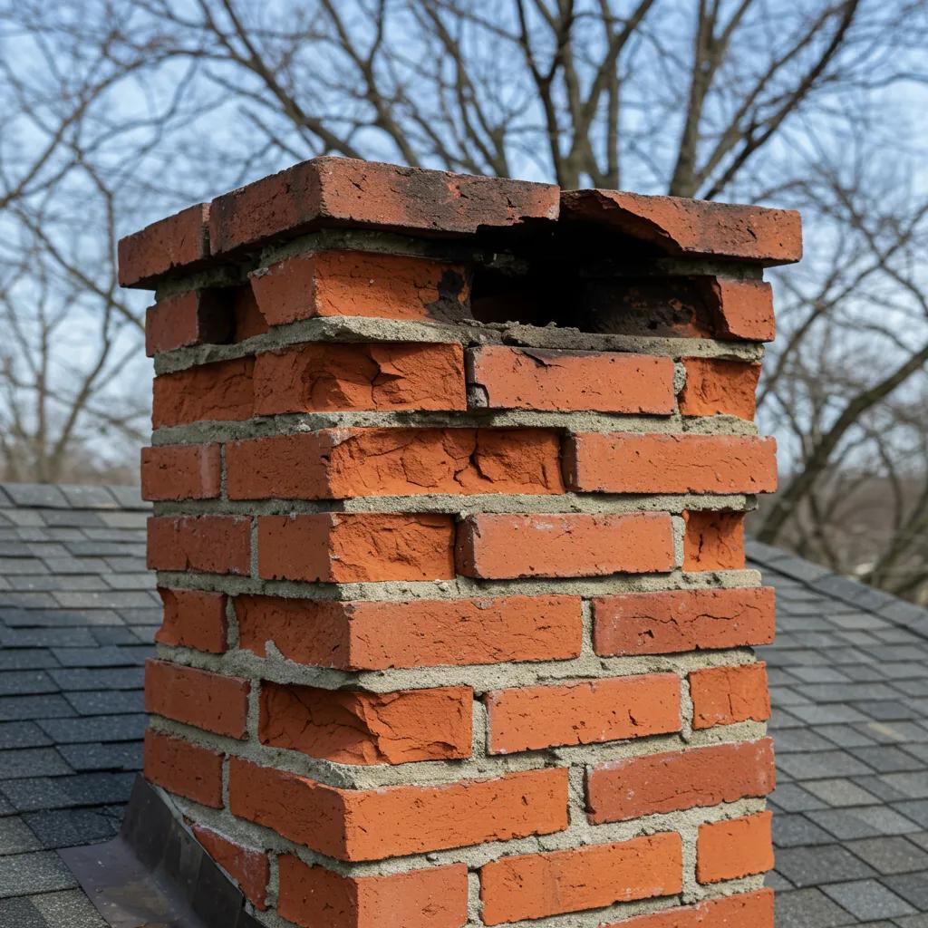 Detailed view of bricks showing spalling and mortar joints degraded by Toronto's freeze-thaw weather patterns
